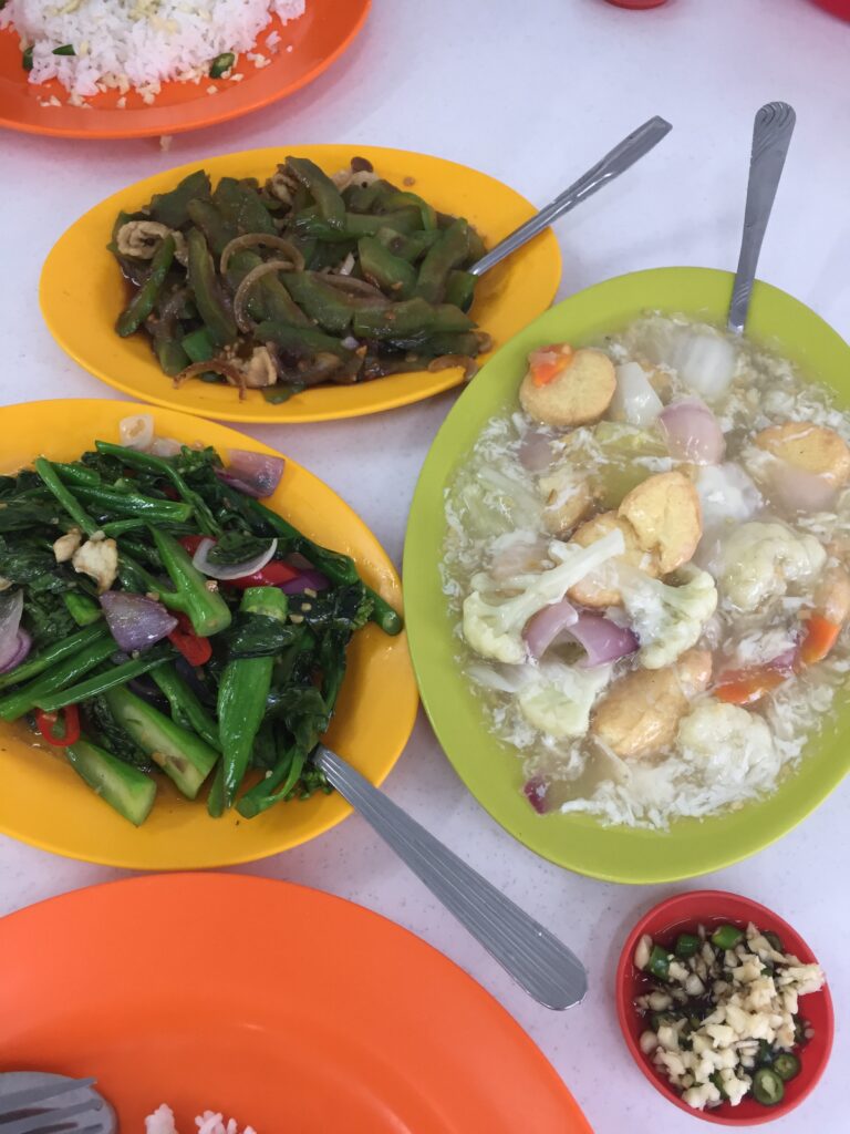 Stir fried kai lan and sing kong tauhu