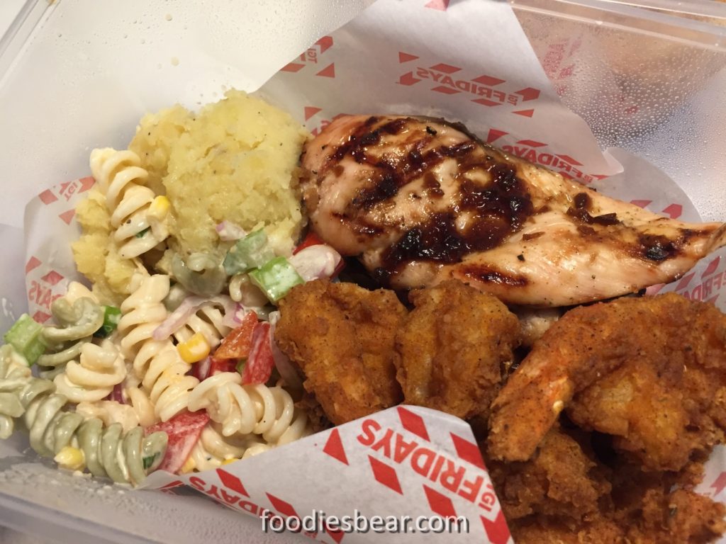 TGI Fridays Grilled chicken and fried shrimp