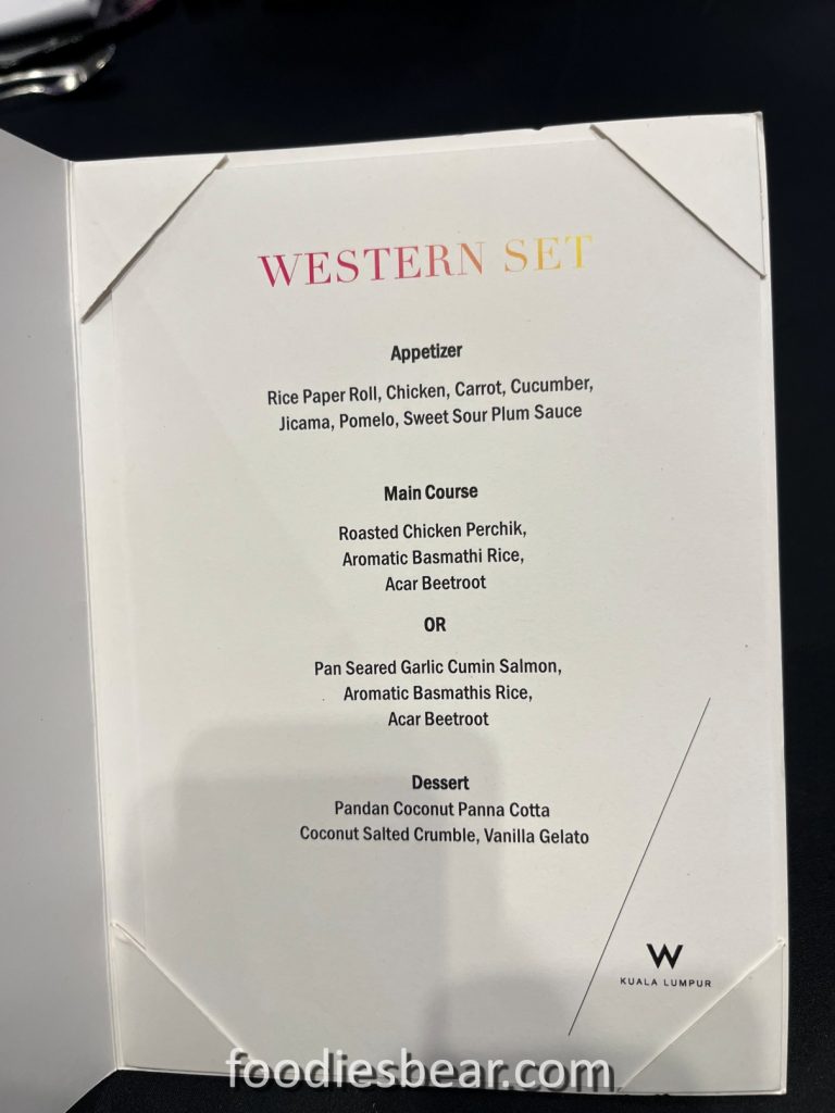 western set lunch menu w hotel