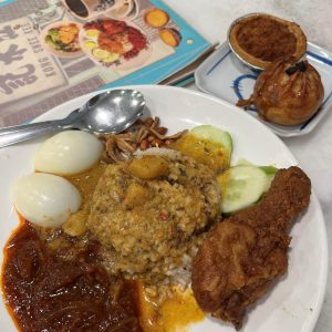 nasi lemak with curry gravy