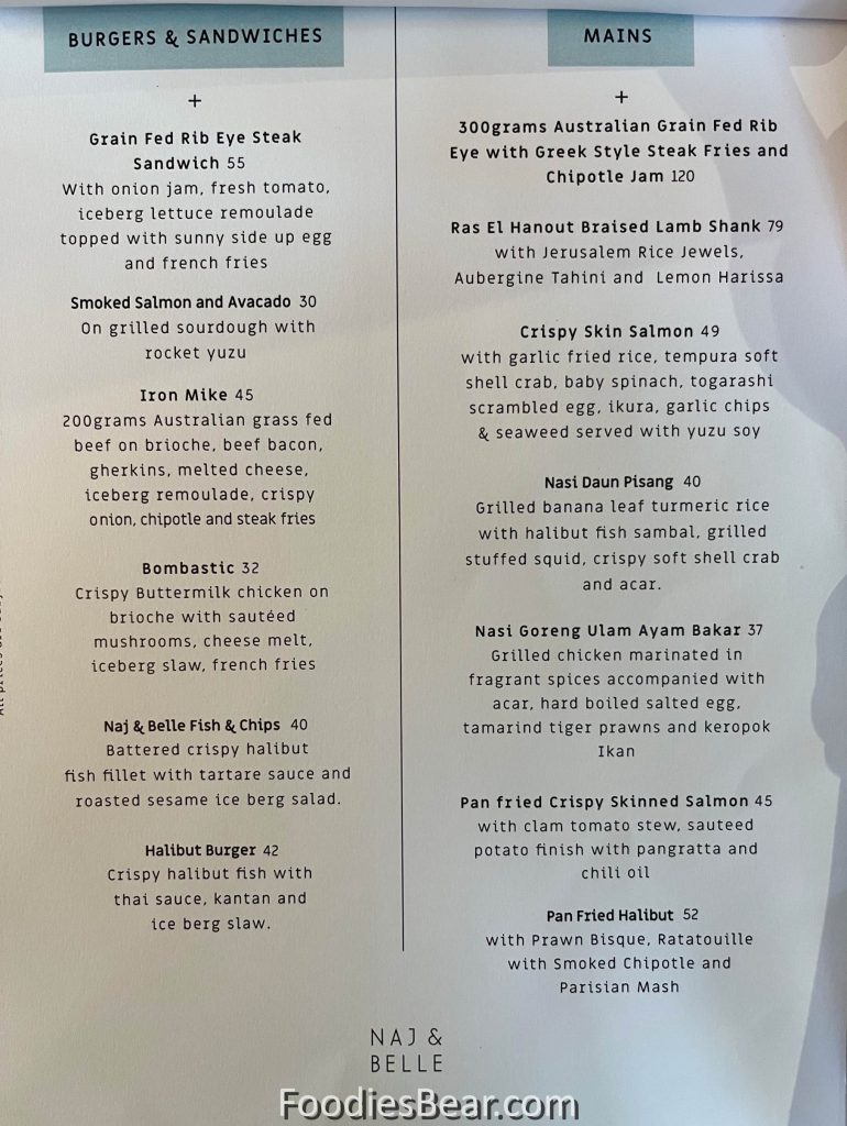 naj and belle menu