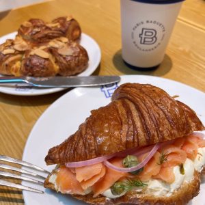 salmon cream cheese croissant sandwich