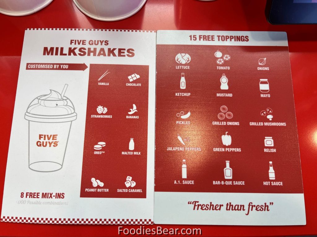 five guys milkshakes menu