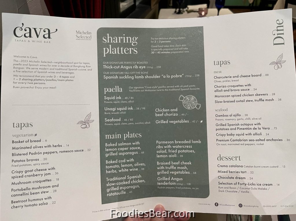 cava bangsar menu