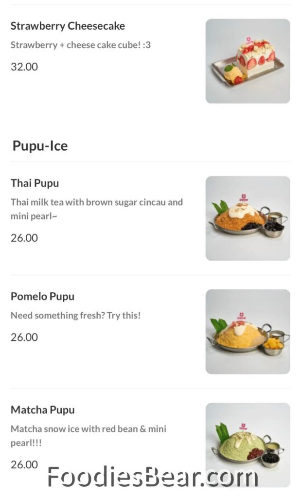 snow taman paramount menu