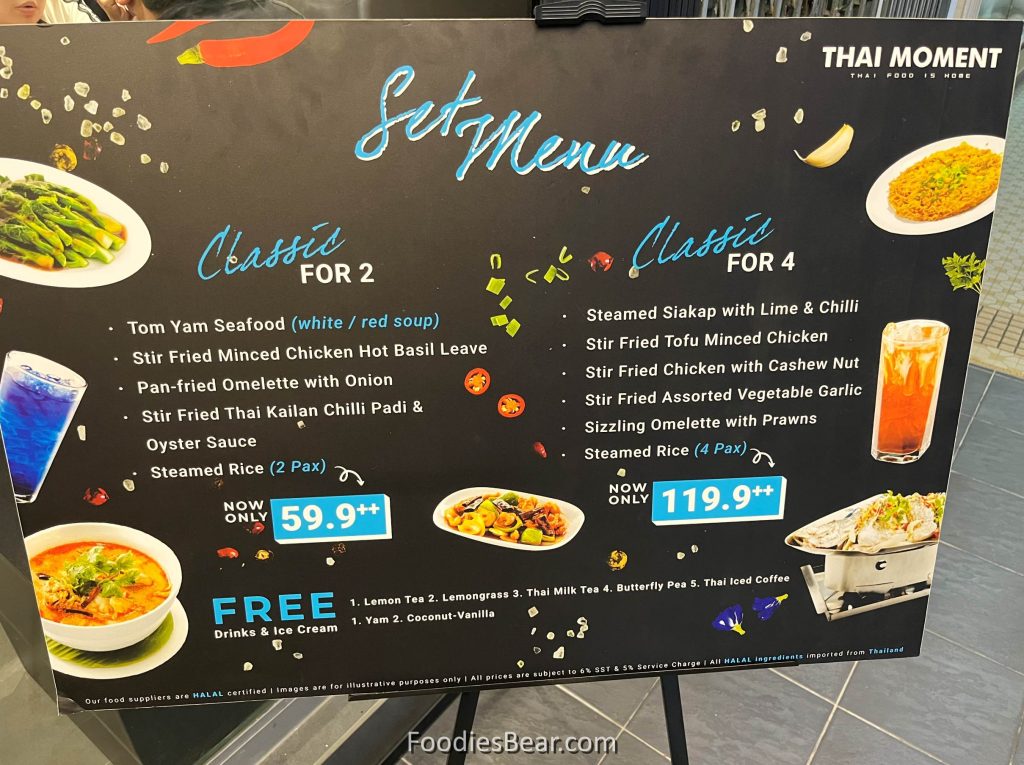 thai moment menu