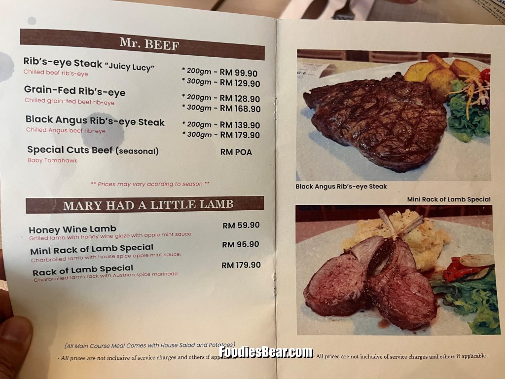 Habana Charbroil Steak House Taman Paramount menu