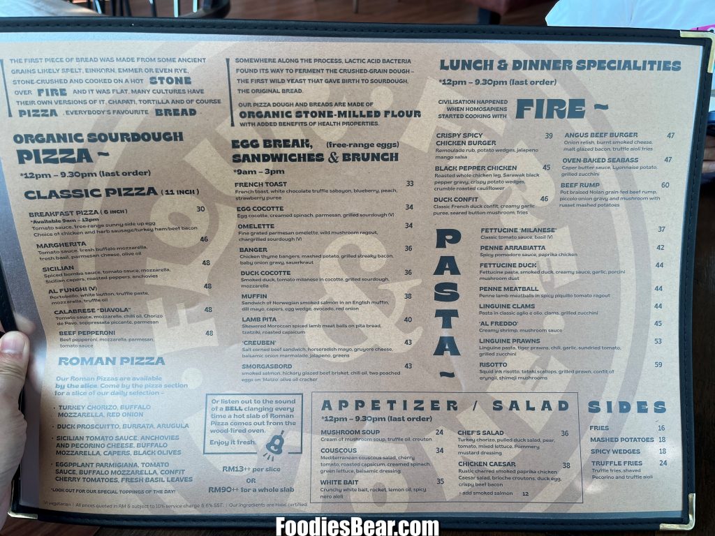 menu of flour fire stone