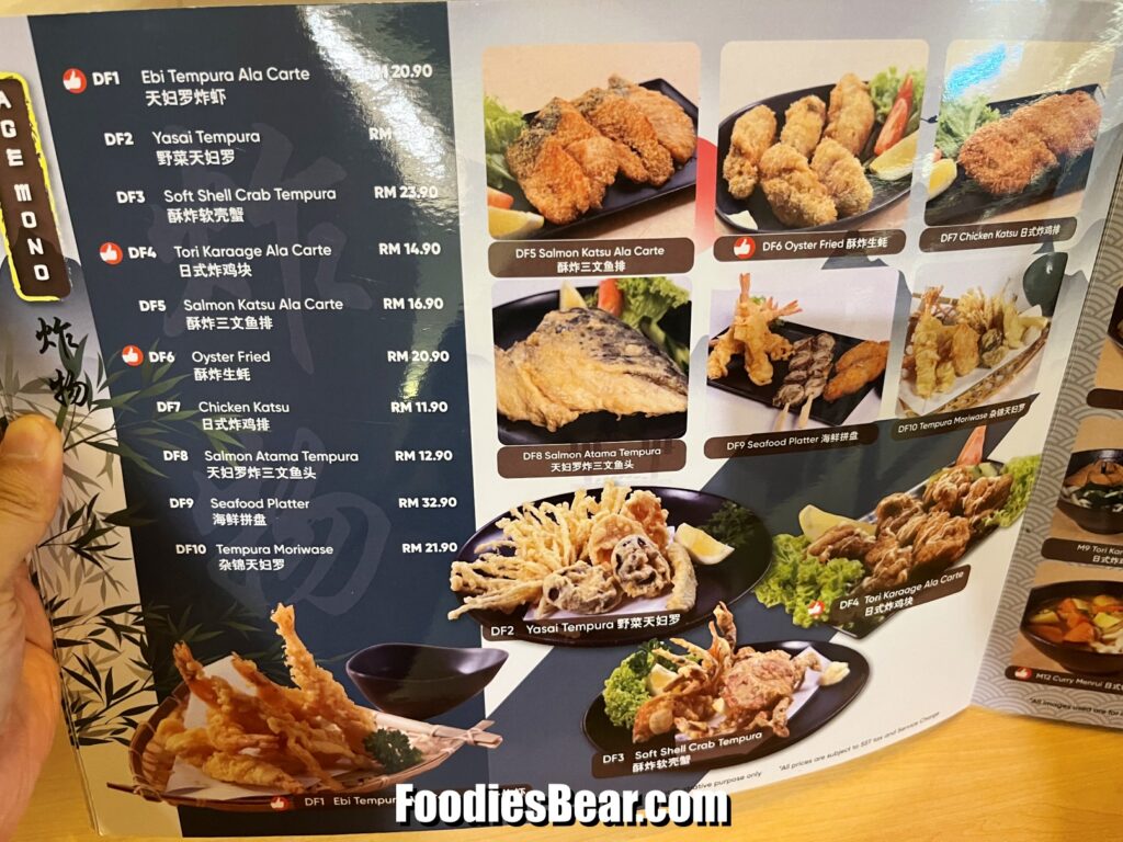 Toyo ryori klang menu