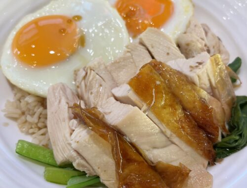 roasted chicken rice with two eggs
