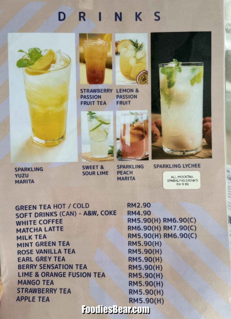 Drinks menu