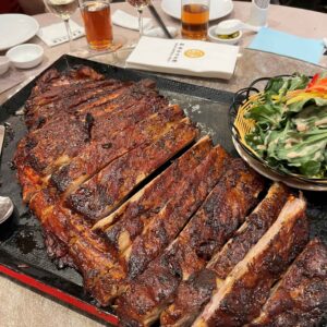 Grilled Spanish Iberico Spare Ribs with Cointreau accompanied with Chilled Ice Plant