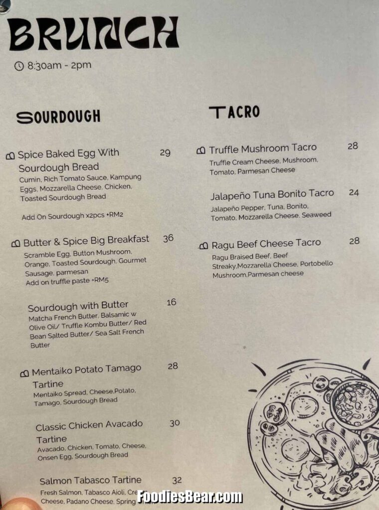 Butter & Spice menu