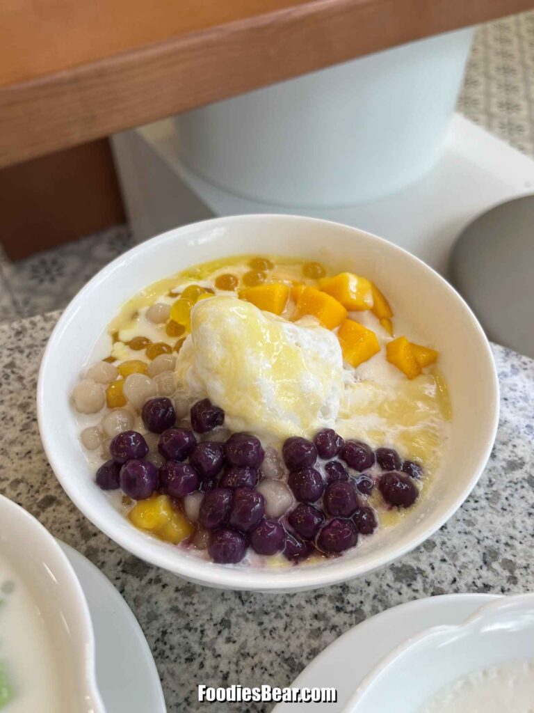 Mango with Sago, Taro Ball and Ice Cream